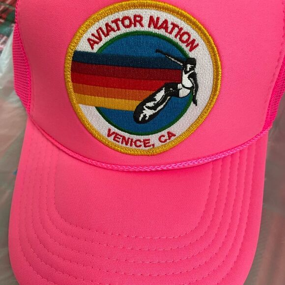 Aviator Nation Neon Pink Trucker Hat Adjustable Mesh Snapback Cap Unisex Signature Austin Trucker Hat | Aviator Nation main image 2